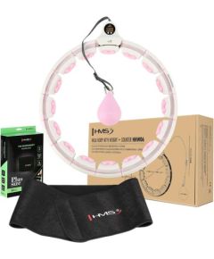 Komplekts HULA HOOP HHW06 PINK WITH A GRAVITY BALL AND COUNTER HMS + WAIST SUPPORT BR163 BLACK PLUZ SIZE