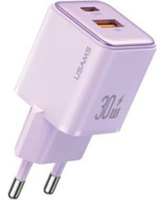 USAMS Ład. siec. 1xUSB+1xUSB-C PD30W 3A (only head) PD3.0 Fast Charging purpurowy|purple X-ron Series CC189TC03 (US-CC189)