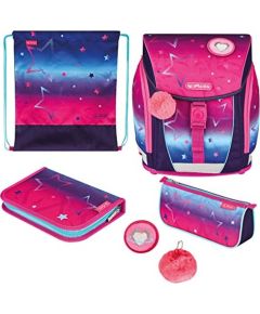 Herlitz FiloLight Plus Pink Stars, school bag (pink/purple, incl. filled 16-piece school case, pencil case, sports bag)