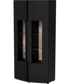 Cama Meble Cama 2D display cabinet MICHELLE 86x35-47xH180 black/viking oak