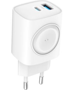 Evelatus   2 in 1 Charger 20W Max USB-C+USB-A:15W Max USB-C+USB-A+Wireless:15W+2W 17W Max White