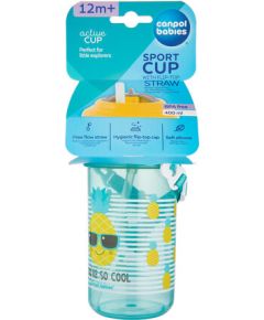 CANPOL BABIES cup with flip-top silicone straw So Cool!, 400 ml, 4/102_yel