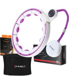 Komplekts SET HULA HOOP MAGNETIC WHITE/VIOLET HHM17 WITH WEIGHT + COUNTER HMS + WAIST SUPPORT BR163 RED