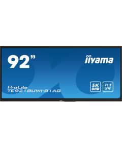 Monitor iiyama iiyama TE9218UWI-B1AG signage display Interaktywny płaski panel 2,32 m (91.5") LED Wi-Fi 500 cd/m² 5K Ultra HD Czarny Ekran dotykowy Procesor wbudowany Android 16/7