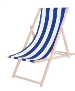 Platinet PLATINET SUMMER SUNBED LEŻAK OGRODOWY WOOD BLUE STRIP [45435]