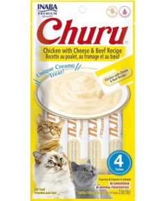 INABA Churu Chicken with cheese and beef recipe - cat treats - 4x14 g