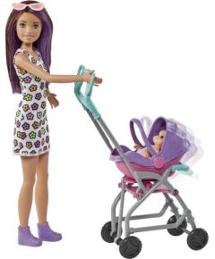 Mattel Barbie Кукла Барби Няня Skipper Коляска + набор для новорожденного GXT34