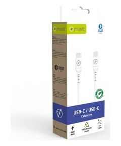 Type-C to Type-C Cable up to 60W 2m By Muvit White