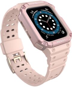 Hurtel   Protect Strap Band with Case for Apple Watch 7 / SE (45/44 / 42mm) Case Armored Watch Cover Pink