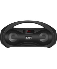 SVEN PS-425 2x6W; LED display; FM radio; USB/SD-card support; AUX; Microphone input (karaoke);Lighting