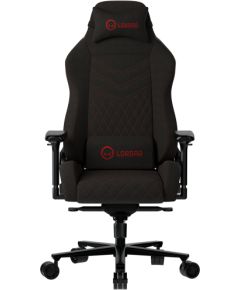 LORGAR Ace 422, Gaming chair, Anti-stain durable fabric, 1.8 mm metal frame, multiblock mechanism, 4D armrests, 5 Star aluminium base, Class-4 gas lift, 75mm PU casters, Black + red