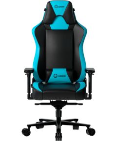 LORGAR Base 311, Gaming chair, PU eco-leather, 1.8 mm metal frame, multiblock mechanism, 4D armrests, 5 Star aluminium base, Class-4 gas lift, 75mm PU casters, Black + blue