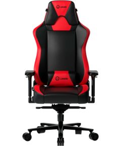 LORGAR Base 311, Gaming chair, PU eco-leather, 1.8 mm metal frame, multiblock mechanism, 4D armrests, 5 Star aluminium base, Class-4 gas lift, 75mm PU casters, Black + red