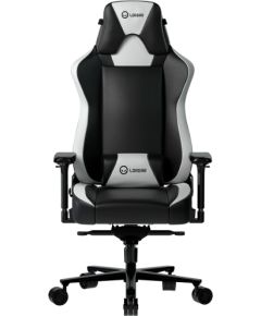 LORGAR Base 311, Gaming chair, PU eco-leather, 1.8 mm metal frame, multiblock mechanism, 4D armrests, 5 Star aluminium base, Class-4 gas lift, 75mm PU casters, Black + white