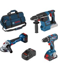 Bosch 3-piece 18V tool set, GSR + GWS + GBH, ProCORE (blue, 2x Li-Ion battery ProCORE18V (1x 8.0Ah, 1x 4.0Ah))