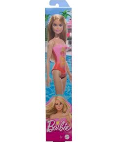 Mattel Barbie: Beach - Blond Hair Doll Wearing Pink Palm Tree-Print Swimsuit (HPV19)