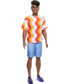 Mattel Barbie Ken Doll - Fashionistas #220 Dark Skin Doll with Behind the Ear Hearing Aids Wearing Orange Shirt  Jelly Shoes (HRH23)