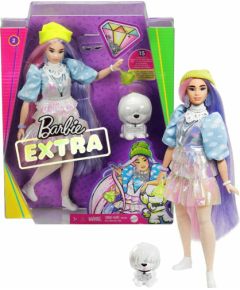 Mattel Barbie Extra: Curvy Doll with Shimmer Look and Pet Puppy (GVR05)