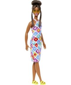 Mattel Barbie Doll - Fashionistas #210 Brown Hair In Bun - Diamond Crochet Dress Dark Skin Doll (HJT07)