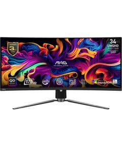 LCD Monitor MSI 34" Curved/21 : 9 Panel QD-OLED 3440x1440 21:9 175Hz Matte 0.03 ms Swivel Height adjustable Tilt Colour Black MAG341CQPQD-OLED