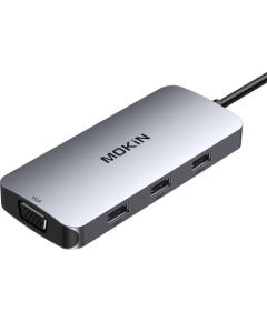 MOKiN 7in1 Adapter Hub USB-C to 2x HDMI + 3x USB 2.0 + DP + VGA (silver)