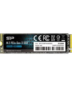 Silicon Power P34A60 M.2 512 GB SSD PCI Express SLC NVMe (SP512GBP34A60M28RR) Bulk