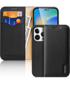 Dux Ducis -  Dux Ducis Hivo Leather Flip Cover Genuine Leather Wallet for Cards and Documents iPhone 14 Pro Black