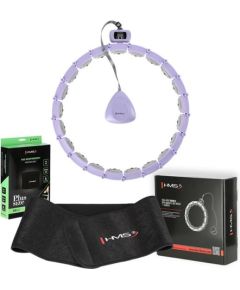 Komplekts HULA HOOP MAGNETIC VIOLET HHM14 WITH WEIGHT + COUNTER HMS + WAIST SUPPORT BR163 BLACK PLUZ SIZE