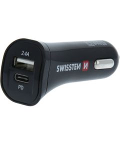 Swissten Power Delivery Auto Lādētājs 12 / 24V / 2.4A / 30W + Micro USB vads 1.5m