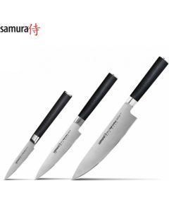 Samura MO-V Комплект ножей Paring 90mm / Utility 125mm / Chef's 200mm из AUS 8 Японской стали 59 HRC