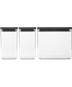 BRABANTIA uzglabāšanas kārbu komplekts Tasty+, 3 gab., Dark Grey - 230707