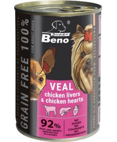 Certech SUPER BENO Veal with chicken livers and hearts - wet dog food - 415g