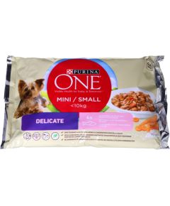 Purina One mini delicate - wet dog food - with salmon and rice - 4 x 100g