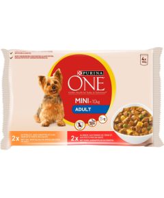 PURINA One Mini Adult Chicken, Beef - wet dog food - 4x100 g