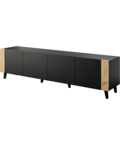 Cama Meble TV cabinet FARO 200x42x52 black matt + oak craft