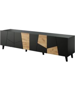 Cama Meble RTV cabinet ETNA 200x42x52 black matt + oak craft