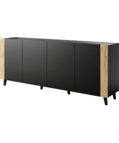 Cama Meble FARO chest of drawers 200x42x82 matte black + oak craft