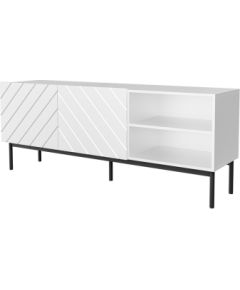 Cama Meble ABETO RTV cabinet on black steel frame 150x42x60 cm white/gloss white