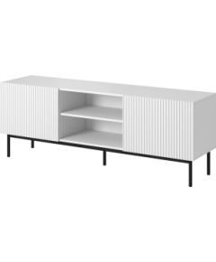 Cama Meble PAFOS RTV cabinet on black steel frame 150x40x60 cm white matt