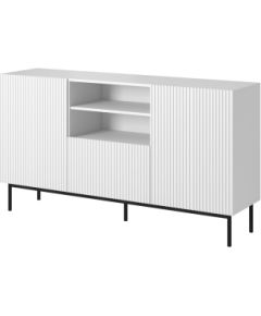 Cama Meble PAFOS chest of drawers on a black steel frame 150x40x90 cm white matt