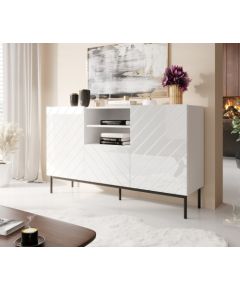 Cama Meble ABETO chest of drawers on black steel frame 150x42x90 white/gloss white