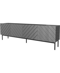 Cama Meble ABETO RTV cabinet on black steel frame 200x42x60 graphite/glossy graphite