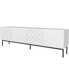 Cama Meble ABETO RTV cabinet on black steel frame 200x42x60 white/gloss white