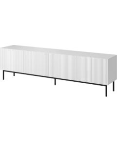 Cama Meble PAFOS RTV cabinet on black steel frame 200x40x60 cm white matt