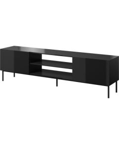 Cama Meble RTV SLIDE 200K cabinet on black steel frame 200x40x57 cm all in gloss black