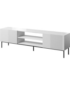 Cama Meble RTV SLIDE 200K cabinet on a black steel frame 200x40x57 cm all in gloss white