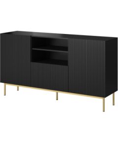 Cama Meble PAFOS chest of drawers on golden steel frame 150x40x90 cm matte black