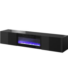 Cama Meble RTV cabinet SLIDE 200K with electric fireplace 200x40x37 cm all in gloss black