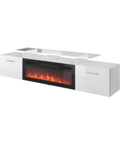 Cama Meble RTV cabinet ROVA with electric fireplace 190x37x48 white/gloss white