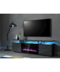 Cama Meble RTV EVA cabinet with electric fireplace 180x40x52 cm graphite/glossy graphite